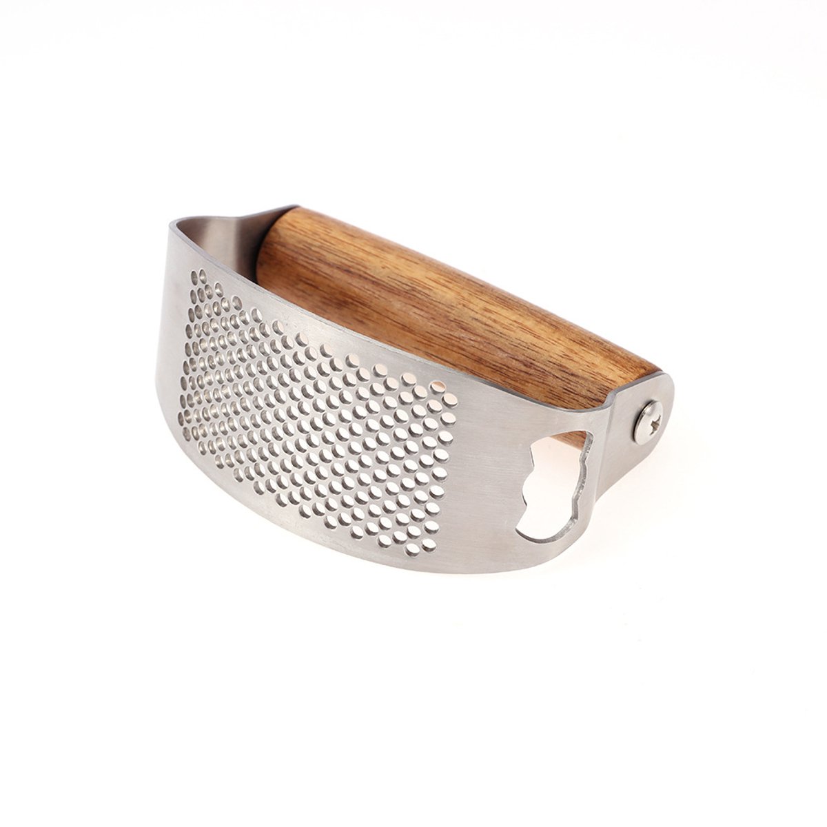 Garlic Press - Stainless Steel Cup - Dishwasher Safe - Garlic Press with High-Quality Wooden Handle - Ergonomic Handle for Garlic Press - Garlic Chopper - 10 × — image 2