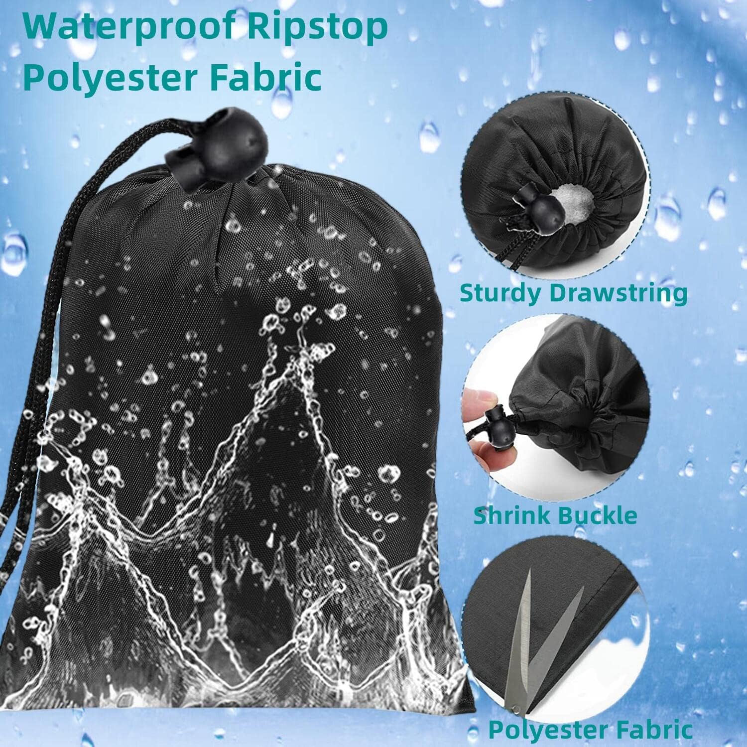 Drawstring Bag String Bag - 15Packs 3Sizes Nylon Cinch Ditty Stuff Pouch with Toggle for Gym, Luggage, Storage, Shoes, Travel โ image 6