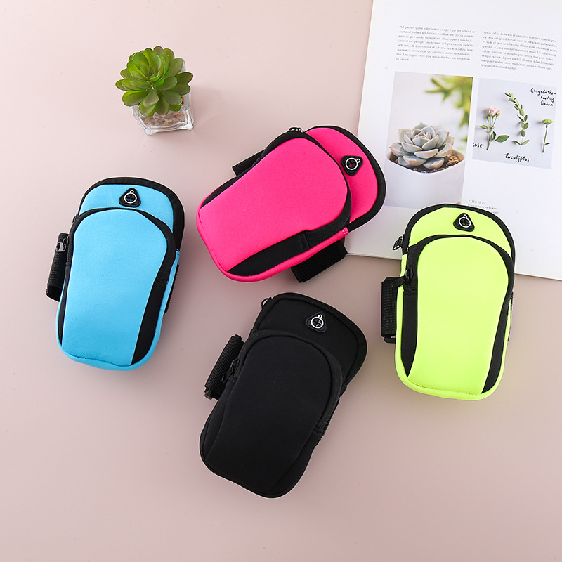Green Sports Running Armband Bag Water Resistant Phone Pouch with Dual Zipper Pockets Earphone Hole for Gym Jogging Cycling Fits 6.5 Inch Smartphones โ image 2