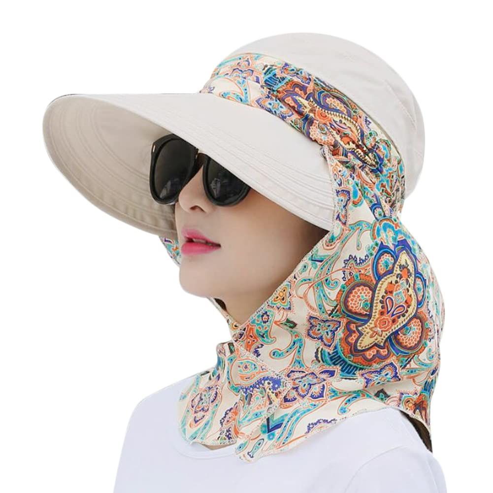 Wide Brim Sun Visor UPF 50+ UV Protection Sun Hat with Neck Protector -allow for all the outdoor activities