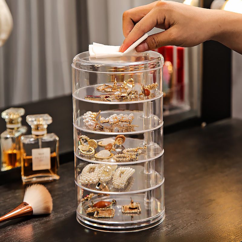 5-Layers Rotatable Jewelry Storage Organizer Box for Earrings Hair Accessories & Beauty Supplies Earrings Necklaces Bracelets โ image 2