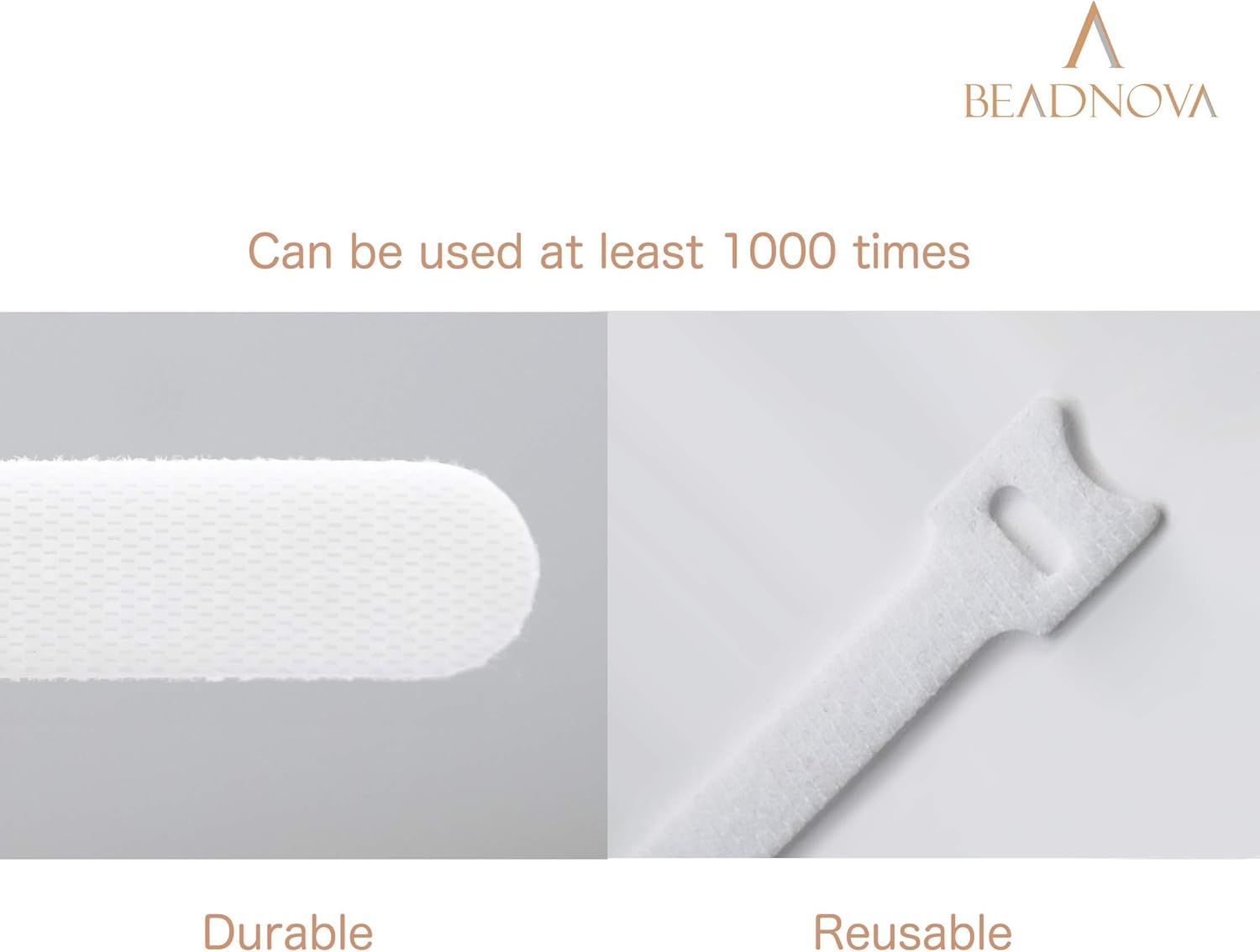 Adjtable Cable Straps Cable Ties Adjtable Cord Wire Organizer for Cord Management (8 Inches, 60 Pieces, White) — image 3
