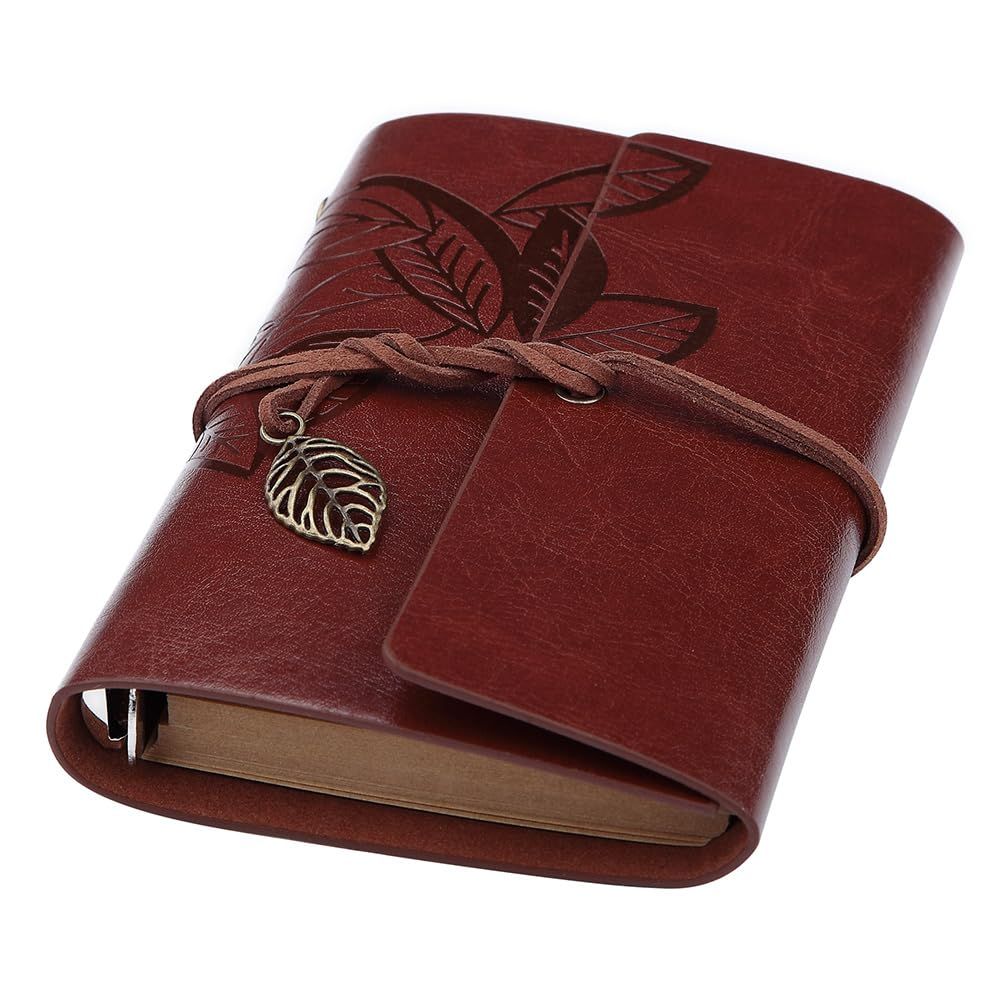 Leather Writing Journal, Refillable Travelers Notebook 75 Sheets Blank Paper Vintage Travel Daily for Teen Women Men Gifts Brown — image 2