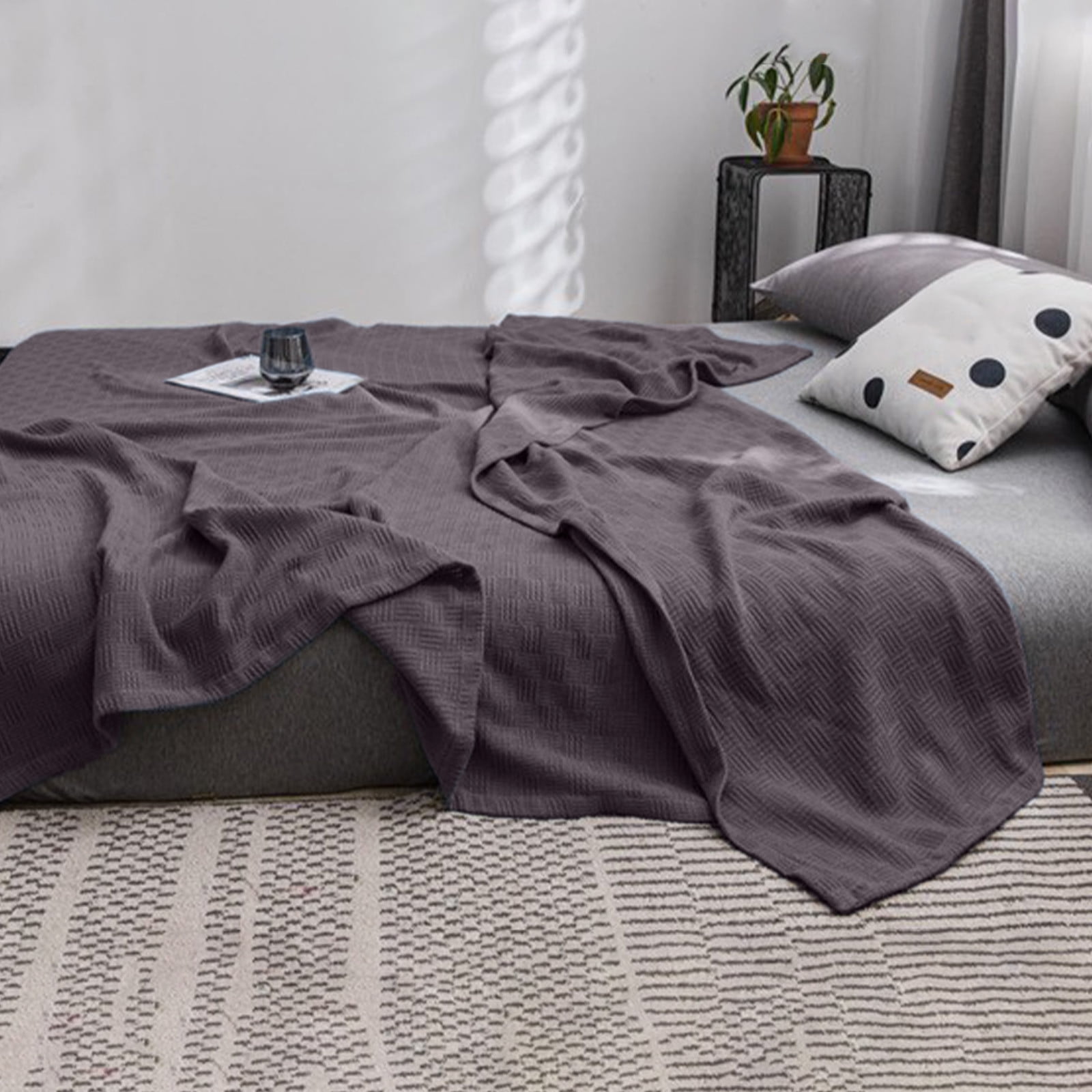 59 × 39" 100% Cottons Blanket, Soft and Breathable Bed Blanket, Multi-functional Bed Blanket for All Season, Machines Washable Bed Couch for Home Living Room — image 5
