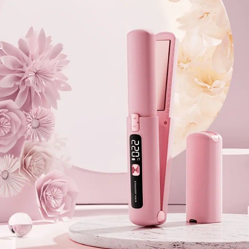 Mini Cordless Straightening Comb – Negative Ion Hair Care with Three Temperature Settings, Two-in-One Straightening and Curling with Type-C Fast Charging
