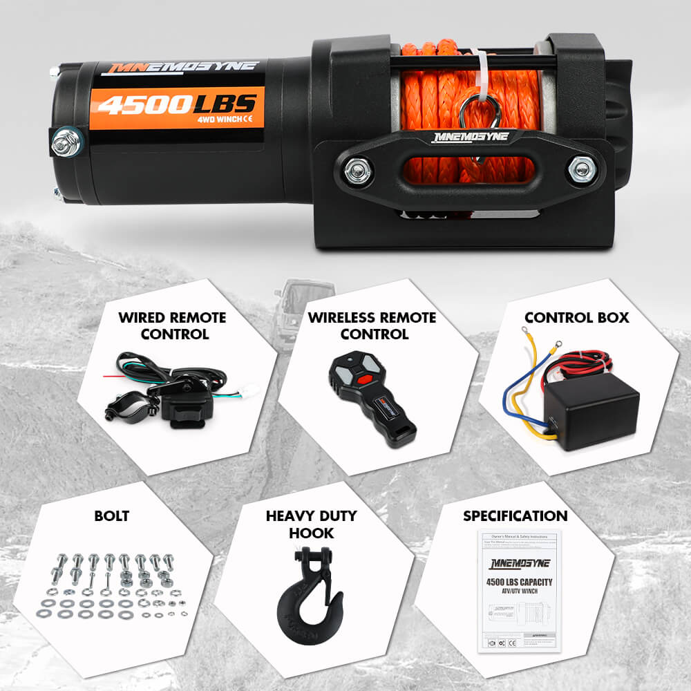 Electric Winch 4500lb Winch Synthetic Rope Wireless Towing Trailer ATV UTV — image 2