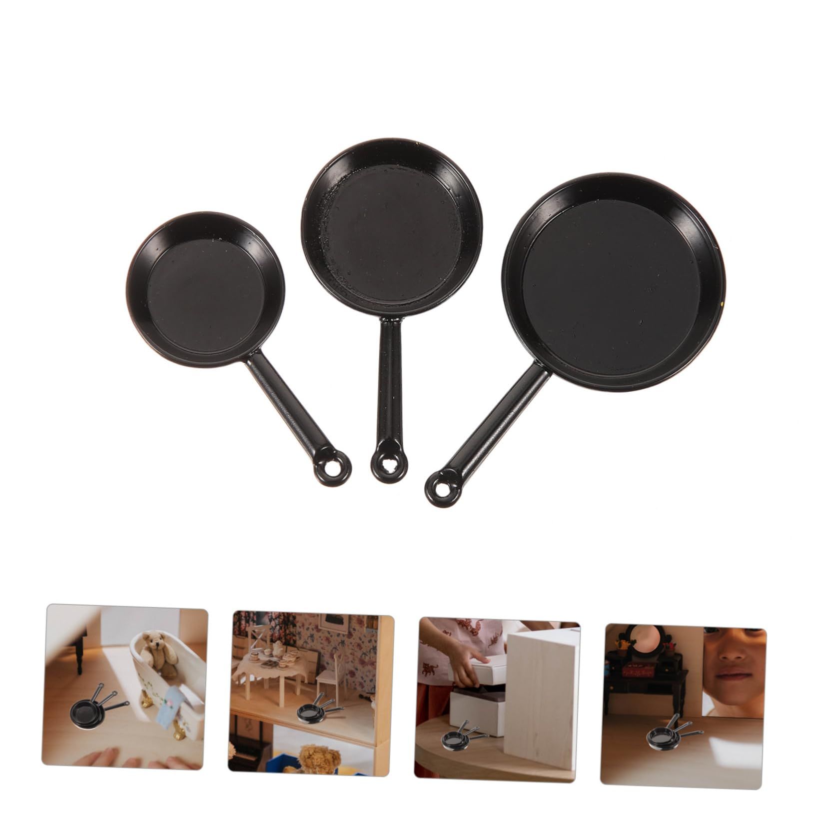 3Pcs Furniture Three Piece Suit Mini House Supply Miniature House Decorative Mini House Decor Crafts Alloy Kitchenware โ image 3