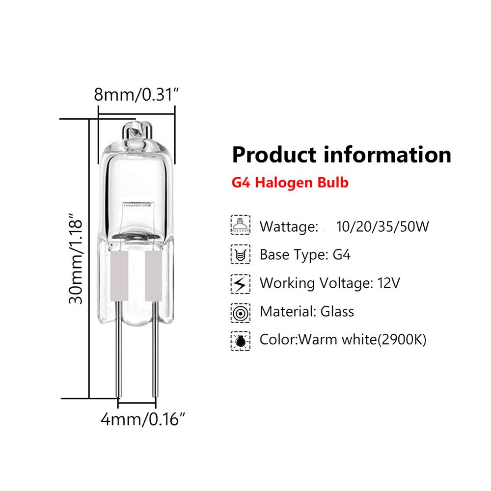 10 pcs Halogen Bulbs Capsule Lamps Lights G4-12V-35W — image 3