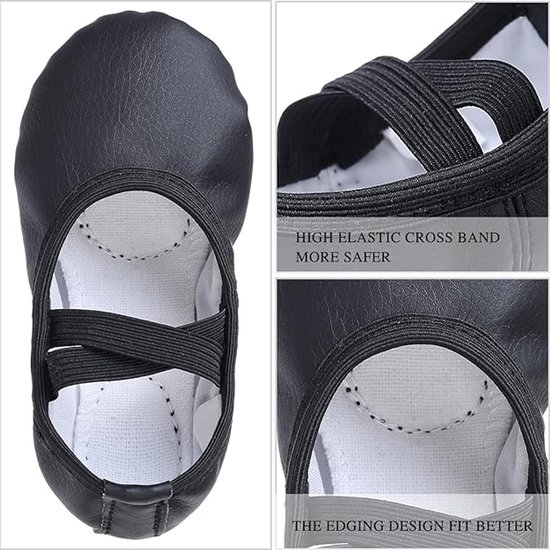 Women's Ballet Shoes – Ballet Shoes for Girls – Black – Soft PU Leather Dance Shoes with Non-Slip Sole – Suitable for Ballet, Yoga & Home Use – For — image 5