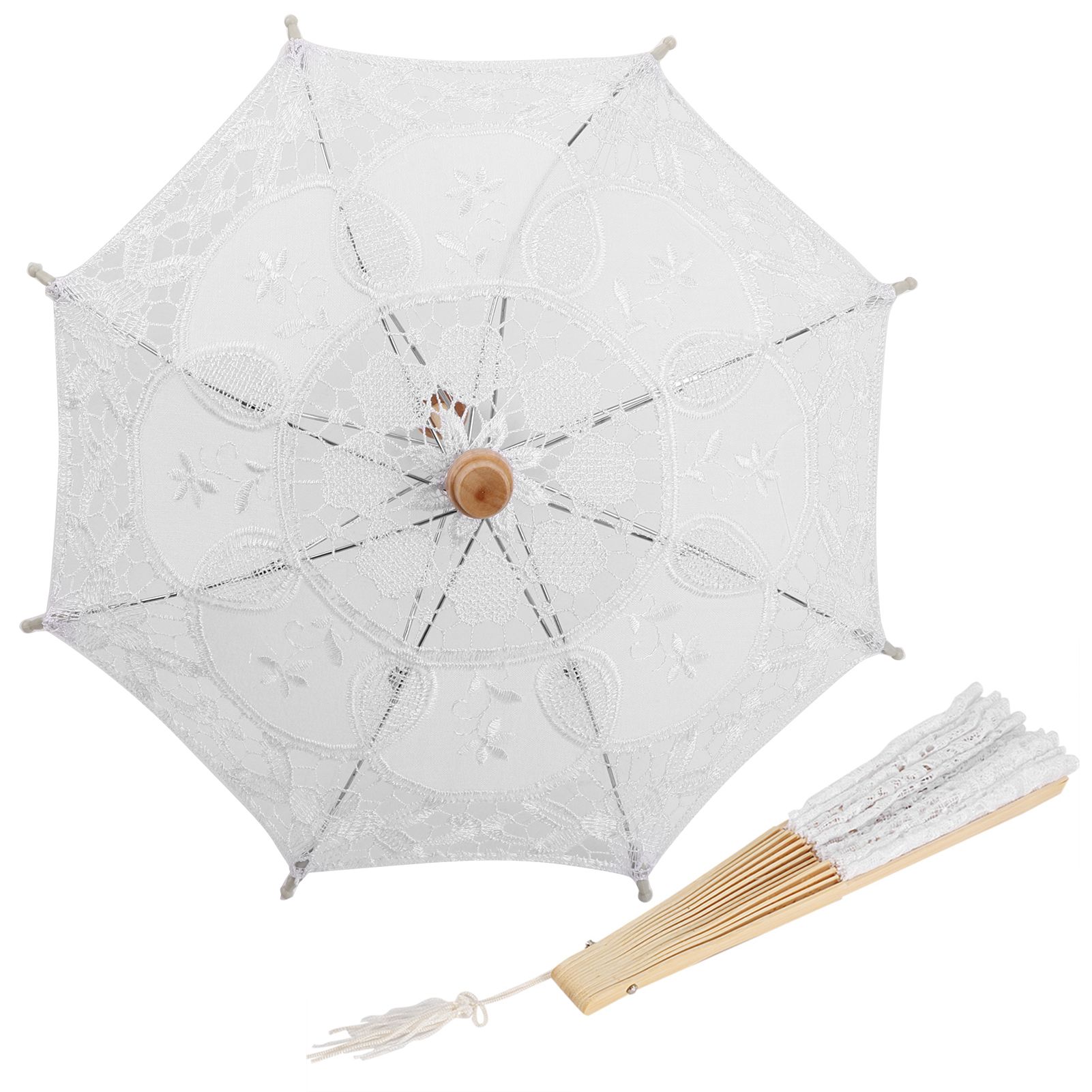 Lace Umbrella Fan Parasol for Lady Women Party Decor Dancing Photography Prop