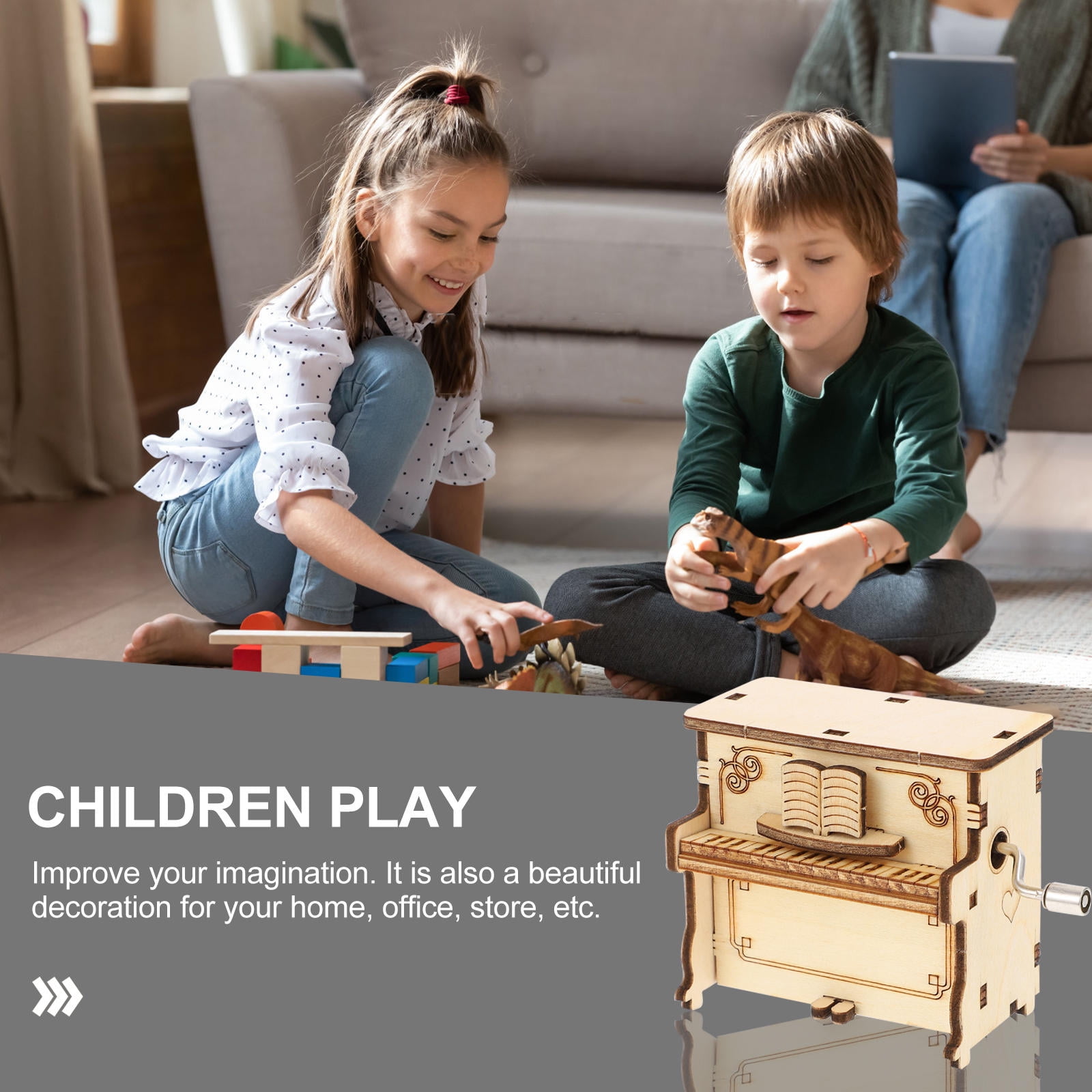 Worgeous 2-Piece Wooden Assembly Puzzle Craft Kit Desktop Musical Piano Model for Adults Teens — image 5