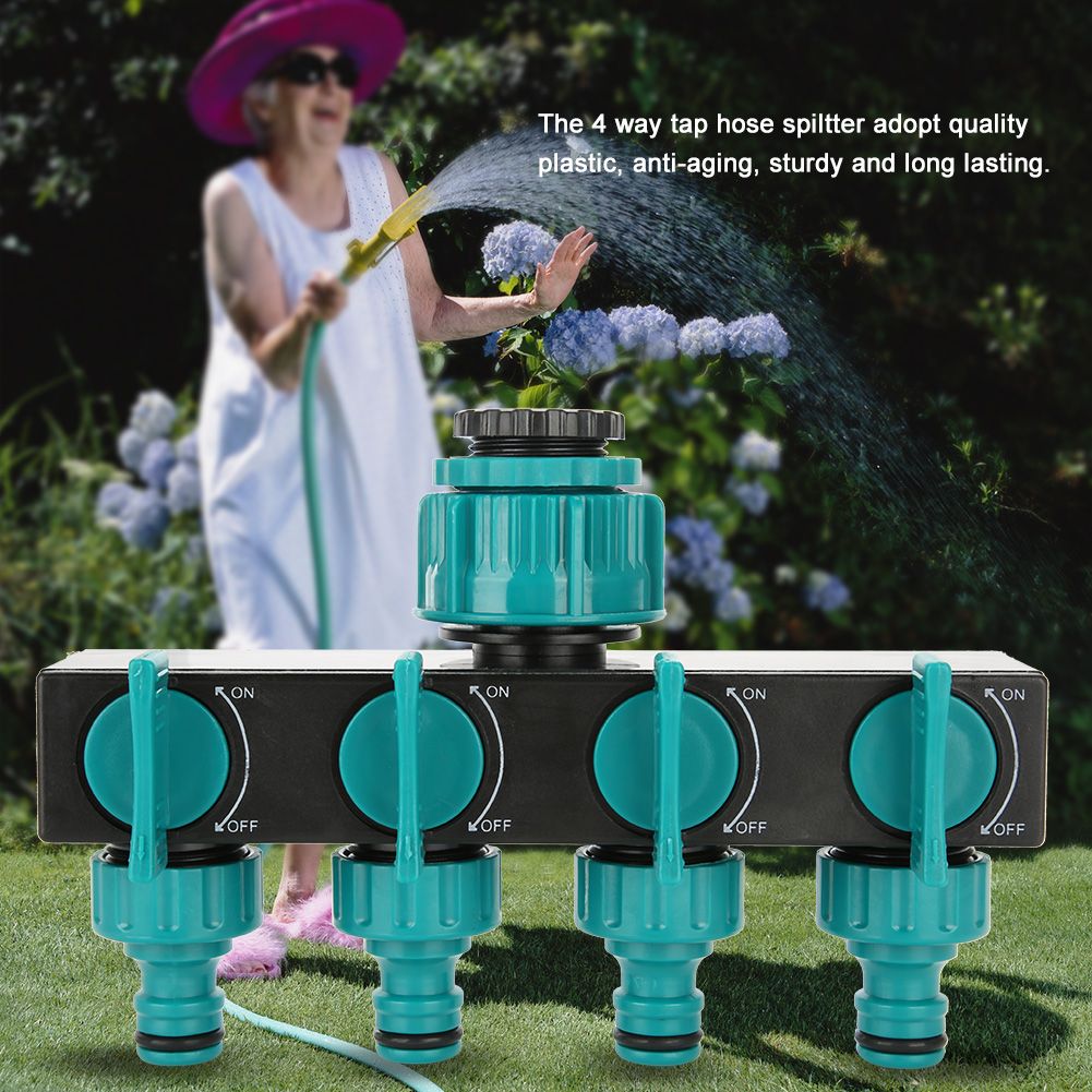 4 Way Garden Irrigation Watering Tap Hose Splitter Connector Adapter with Shut Off Valve โ image 3