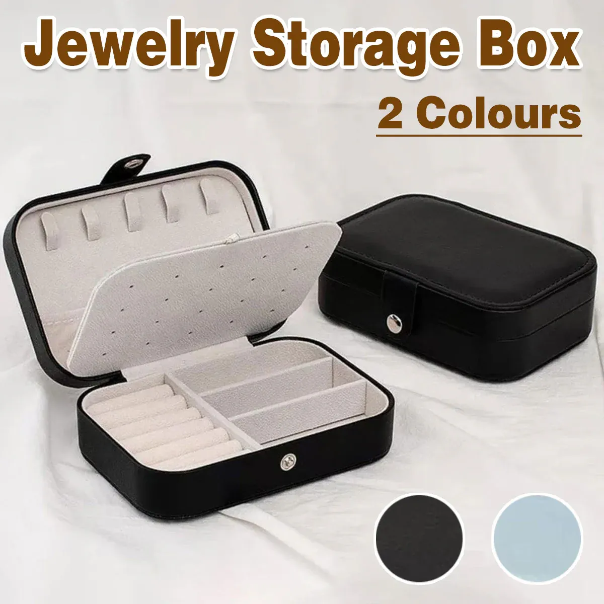 Jewelry Storage Box Travel Mini Case Portable Small Organiser for Rings Earrings - Blue โ image 2