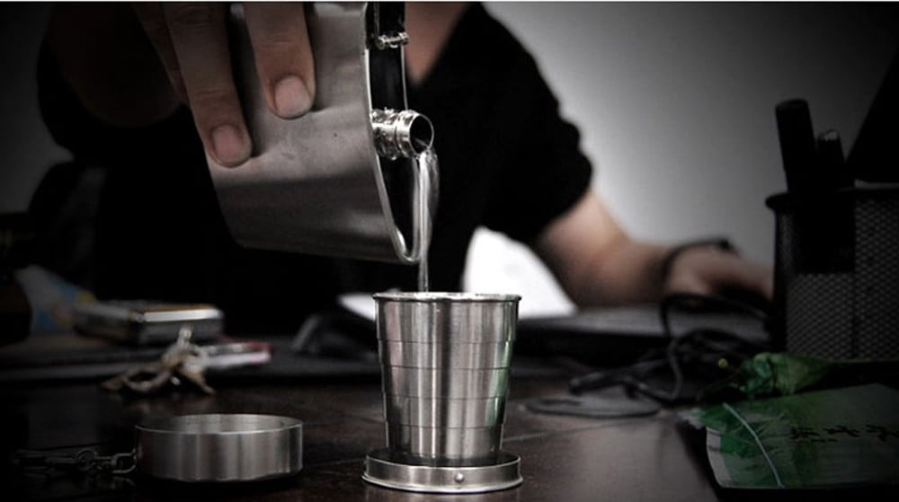 School SuppliesMedium Stainless Steel Telescopic Cup 02356, Emergency Steel Telescopic Shot Cup Glass Travel Collapsible Pocket Kitchen,Dining and Bar Silver — image 5