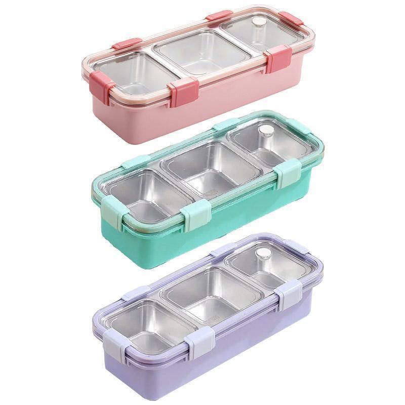 Stainless Steel Lunch Box Compartment Bento Box Food Container for Meal Prep Use - Pink โ image 3