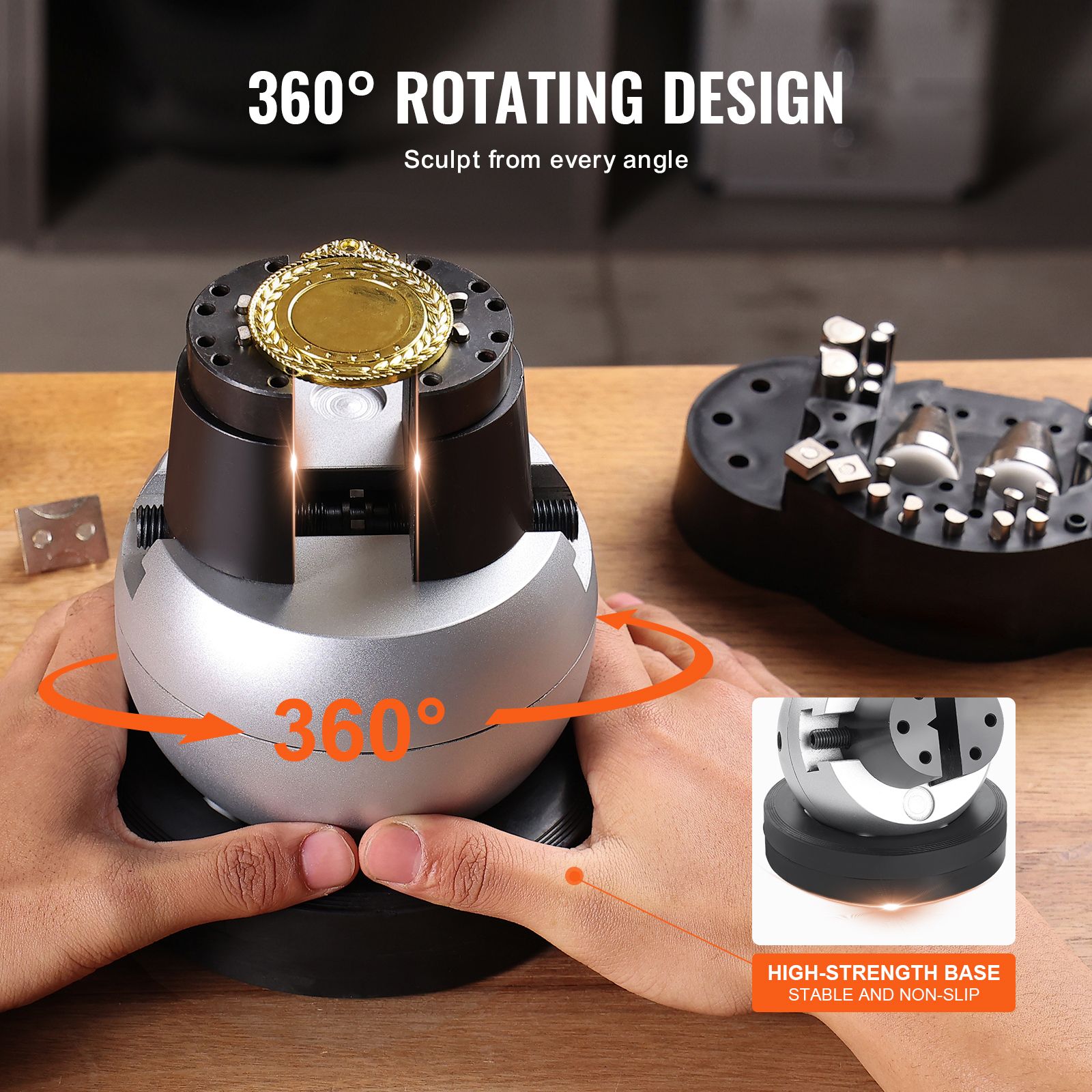 Engraving Block 5 inch Ball Vise Setting Jewelry Ball Vise Engraving with 34PCS Attachment and Rubber Base — image 5