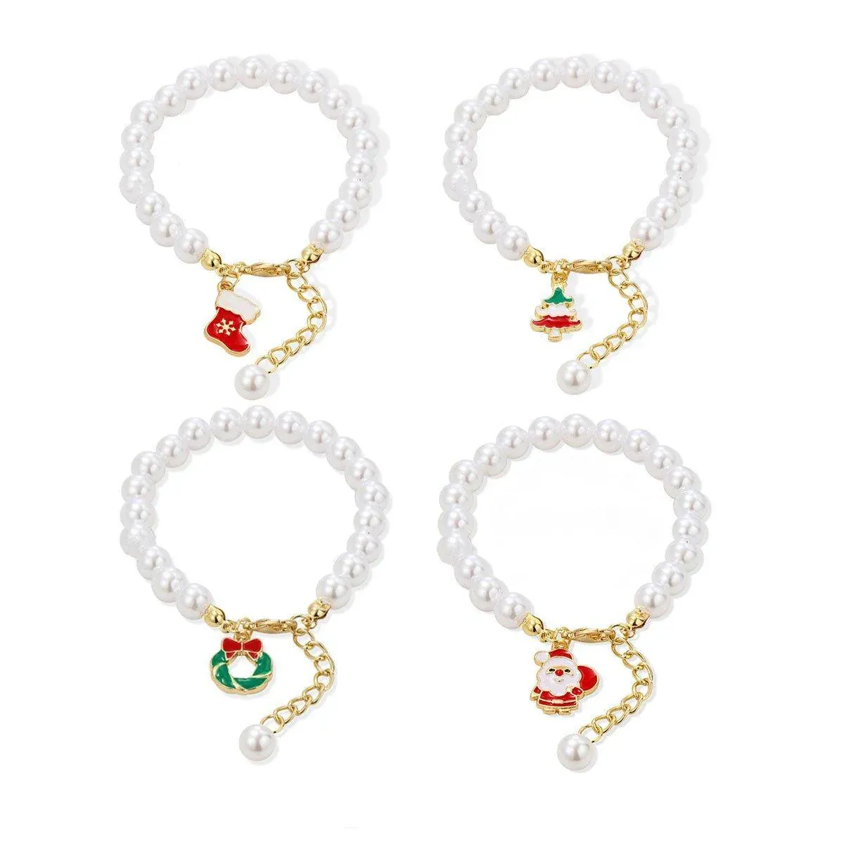 Faux Pearl Bracelet for Women Christmas Gift Adjustable Fashion Jewellery - Christmas wreath โ image 3