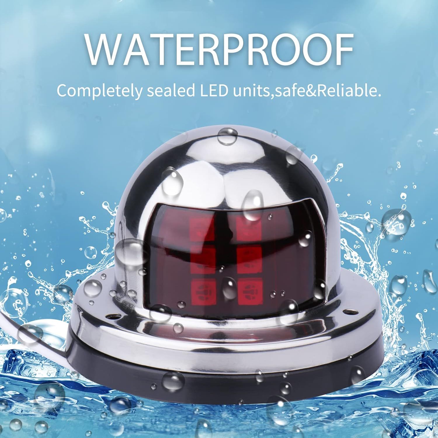 Pair of Stainless Steel LED Boat Navigation Lights, Marine Bow Lights for Pontoons, Small Boats, Yachts and Night Sailing, Silver — image 5
