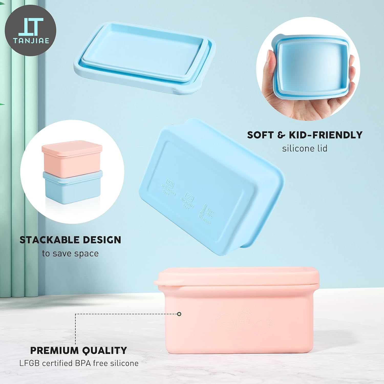 Silicone Snack Containers for Kids, Leak Proof Microwavable Small Lunch Box Containers with Lids for Toddlers, 1 Cup BPA Free Freezer Molds for Soups/Baby Food — image 3