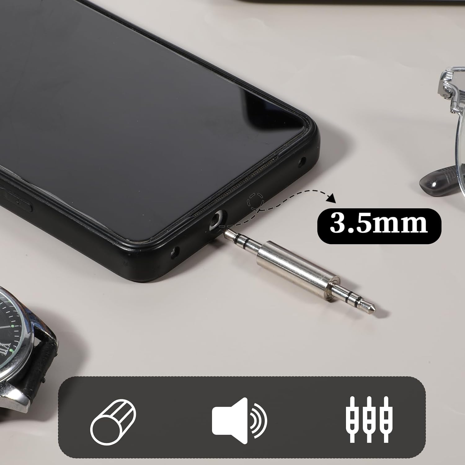 3.5 mm Male to Male Audio Cable Connector, 4 Pack 1/8" Audio Jack Stereo Jack Adapter Metal Silver Headphone Jacks Coupler Connector for Smartphones, Mic โ image 4