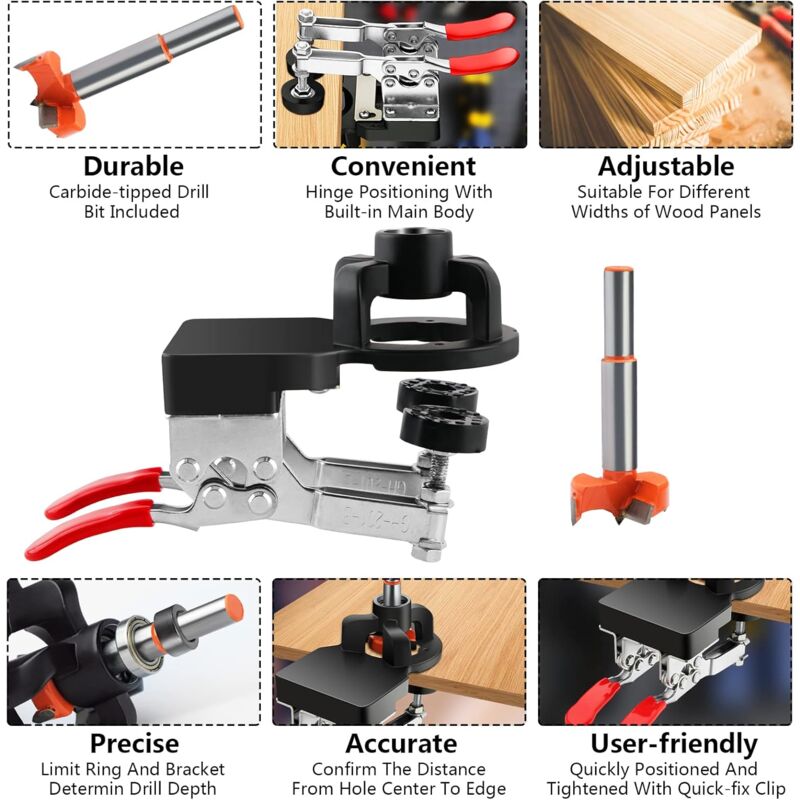 35Mm Hinge Jig, Door Cabinet Hinge Jig, Concealed Hinge Jig, Drill Guide Locator For Cabinets And Wardrobes — image 2