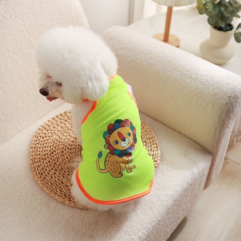 Pet Mesh Vest Polyester Trendy Cartoon Style Mesh vest-lion