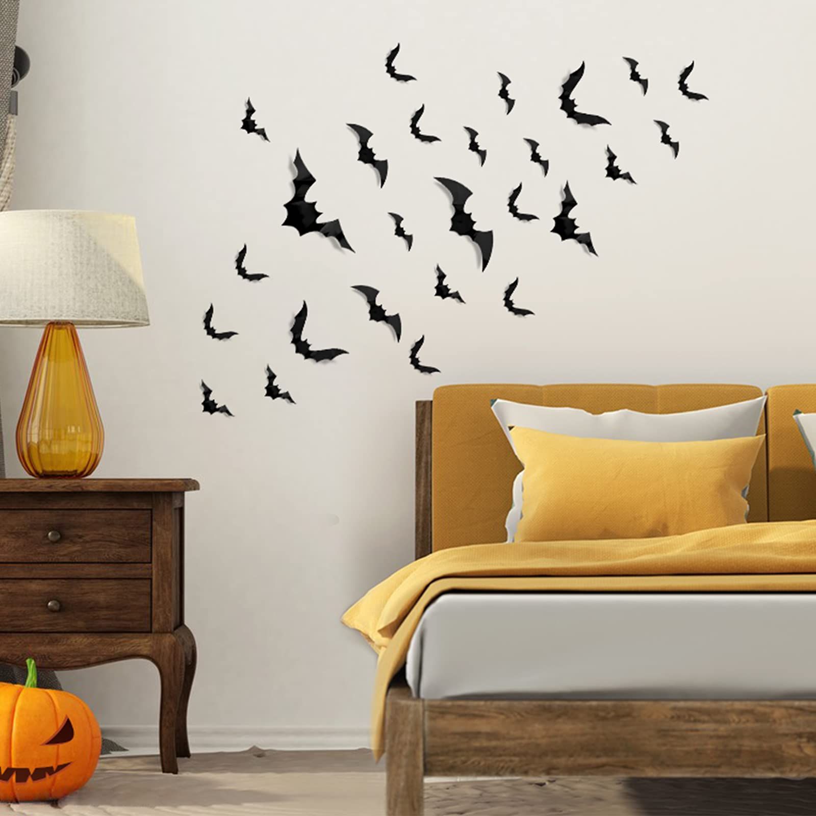 3pcs Halloween Decoration Indoor PVC 3D Horror Bat Wall Decoration DIY Halloween Bat Decoration Stickers for Home Decoration — image 3