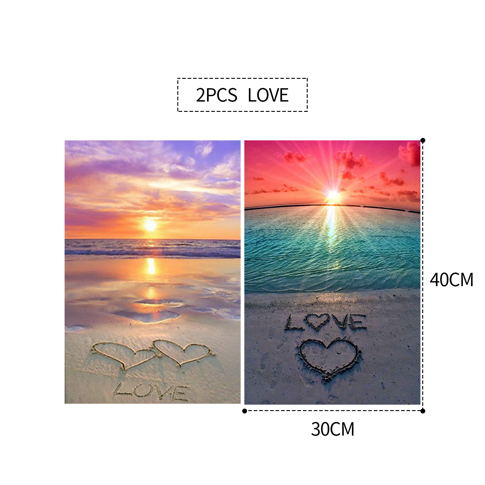 2PCS 5D Diamond Painting Kits Diamond Glue Art Kit Paint for Adults Kids DIY Gift 40 × 30cm — image 2