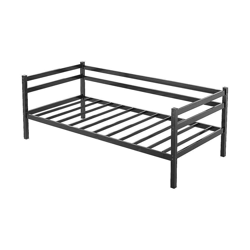 Single Daybed Metal Frame Sofa Premium Black Day Bed Steel Support