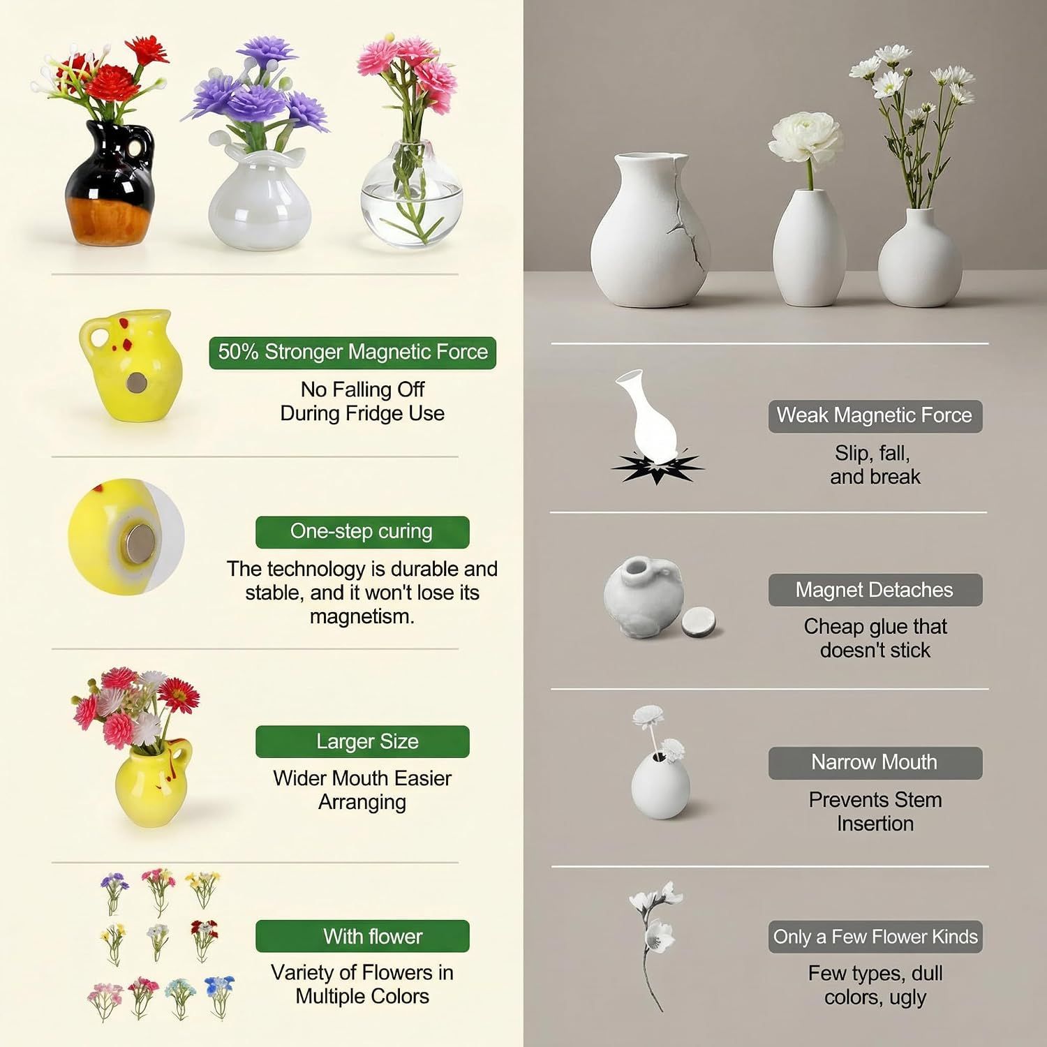 10 Piece Mini Magnetic Vase Set Ceramic and Glass — image 5