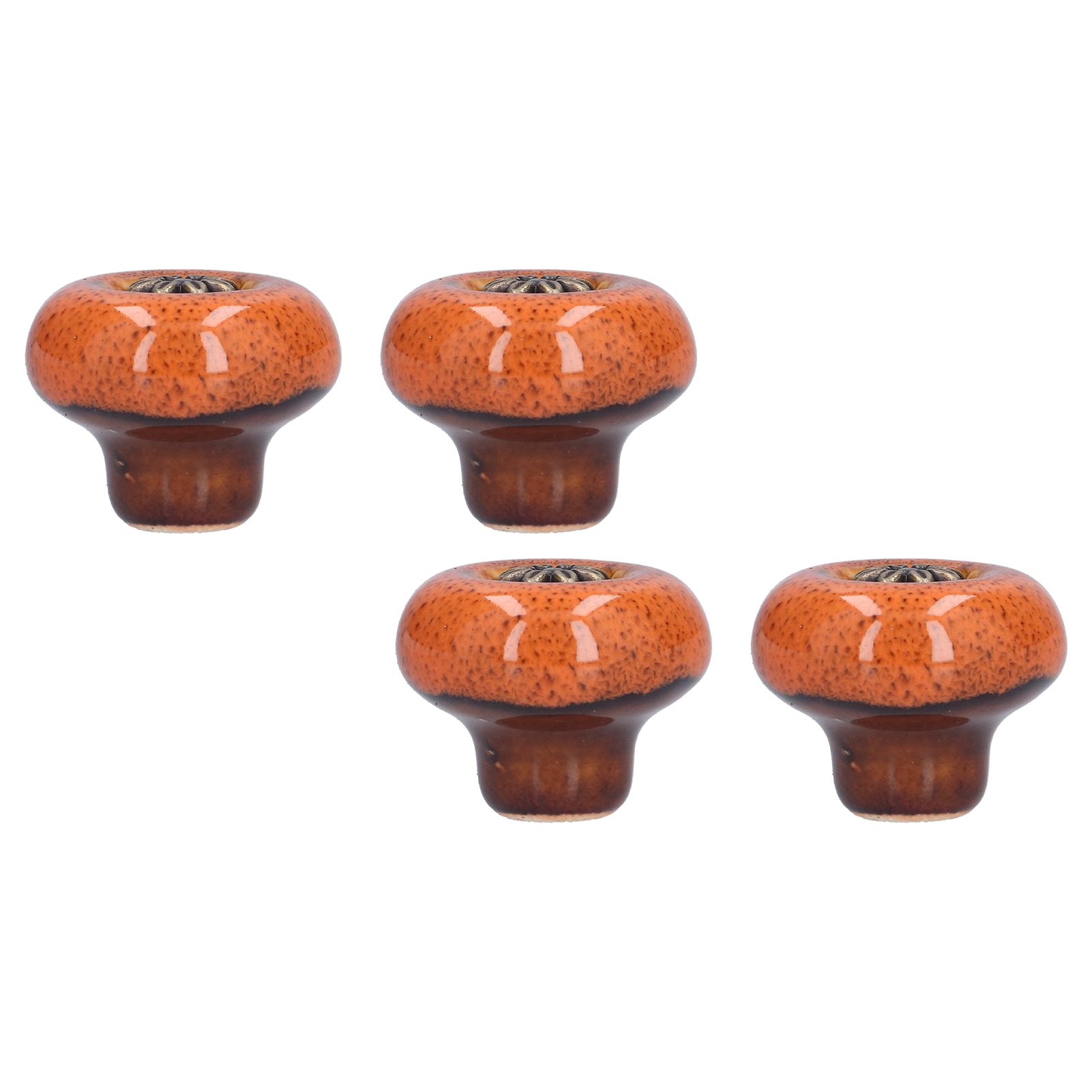 4 Set Cabinet Handle Retro Round Shaped Single Hole Door Knob for Home Bedroom Living RoomGreen Ancient Leopard Print Orange โ image 5