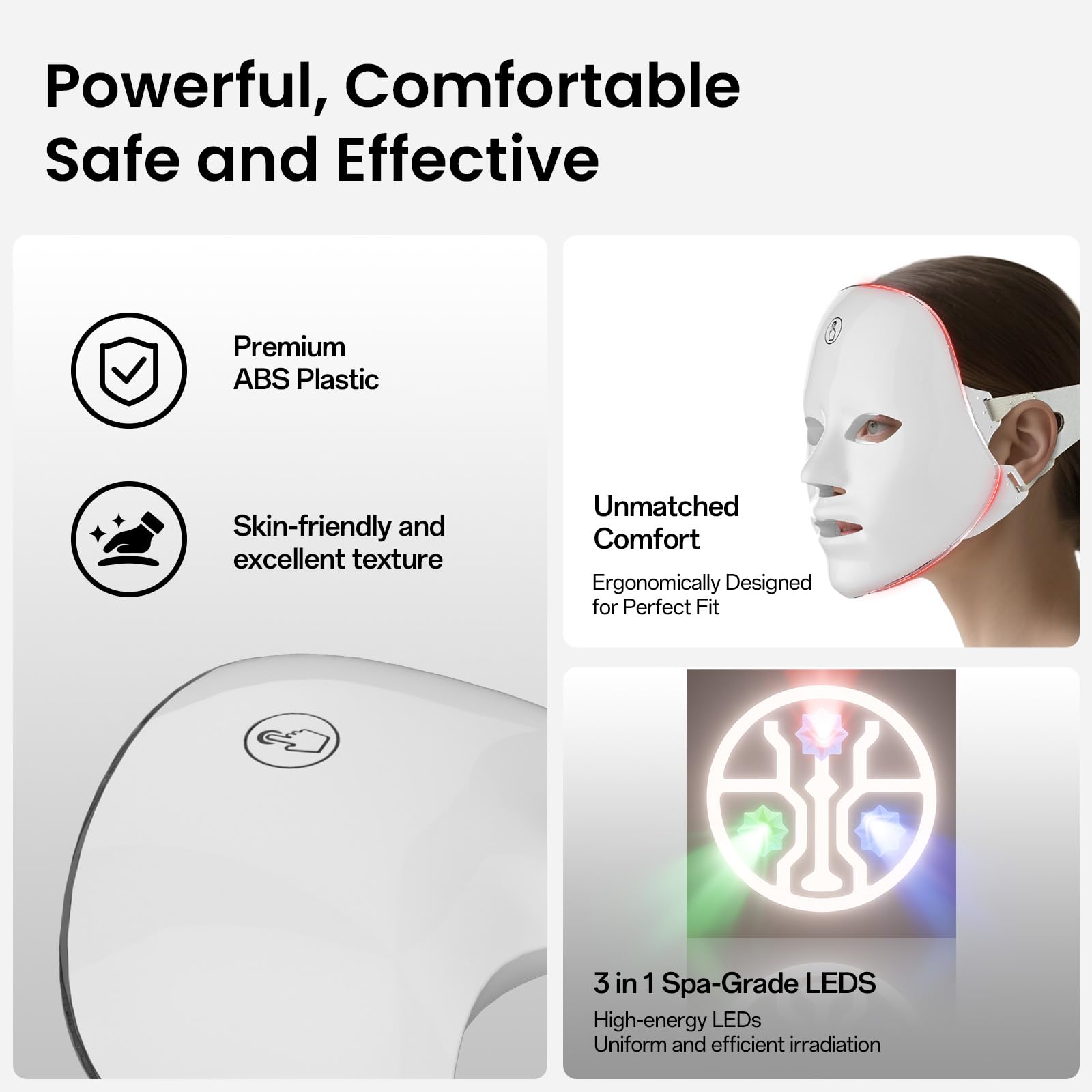 7-Color Facial Light Mask for Home Skincare โ Rechargeable LED Beauty Device with 270 LEDs, One-Touch Control & Auto-Timer (Black with Gold Trim) | โ image 5