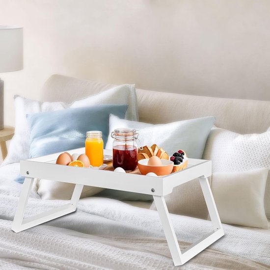 Folding table - Multifunctional folding table for home - Folding bamboo bedside table - Can be used as a dining table, TV table, laptop table, snack โ image 5