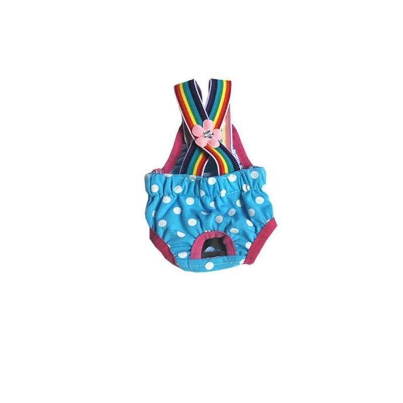 Female Pet Dog Cat Puppy Pant Menstrual Sanitary Nappy Diaper Wrap Underwear Blue - XXS