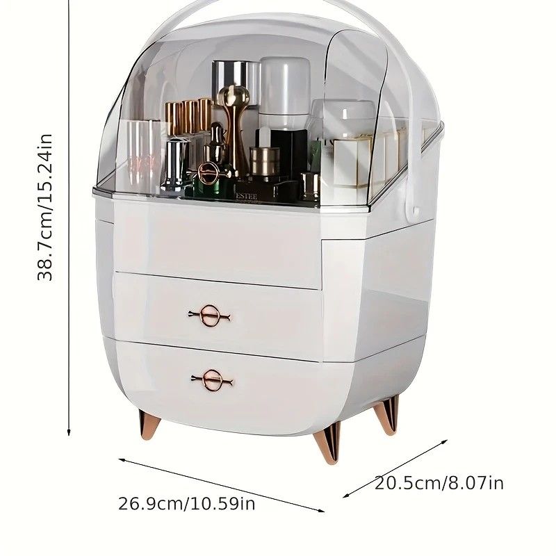 WHITE Luxury Transparent Flip-top Cosmetic Organizer, Large Capacity with Smart Compartments, Dustproof & Silent Drawers, Essential for a Neat Vanity โ image 6