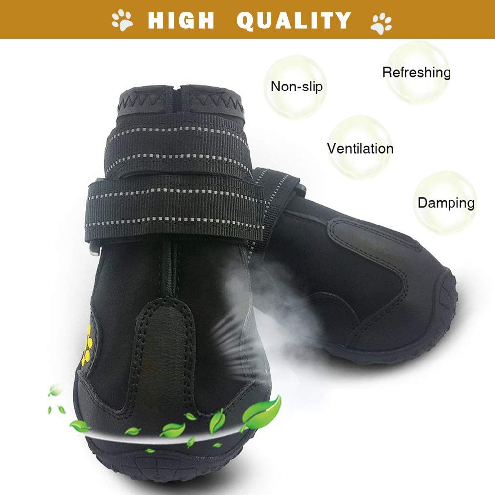 4 pcs Waterproof Dog Boots, Dog Outdoor Shoes, Dog Rain Shoes, Running Shoes for Medium to Large Dogs with — image 3