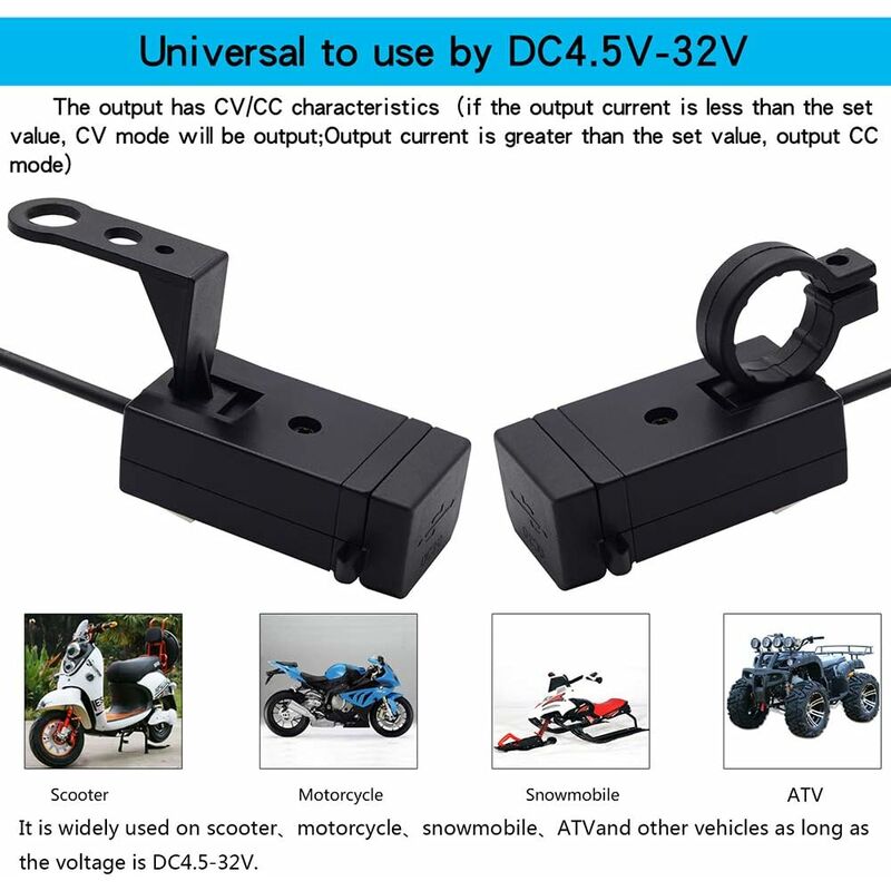 Motorcycle Charger 2 Usb Ports Socket Adapter Quick Charge 3.0 12-24V Usb Mobile Phone Power Charger With Switch For — image 3