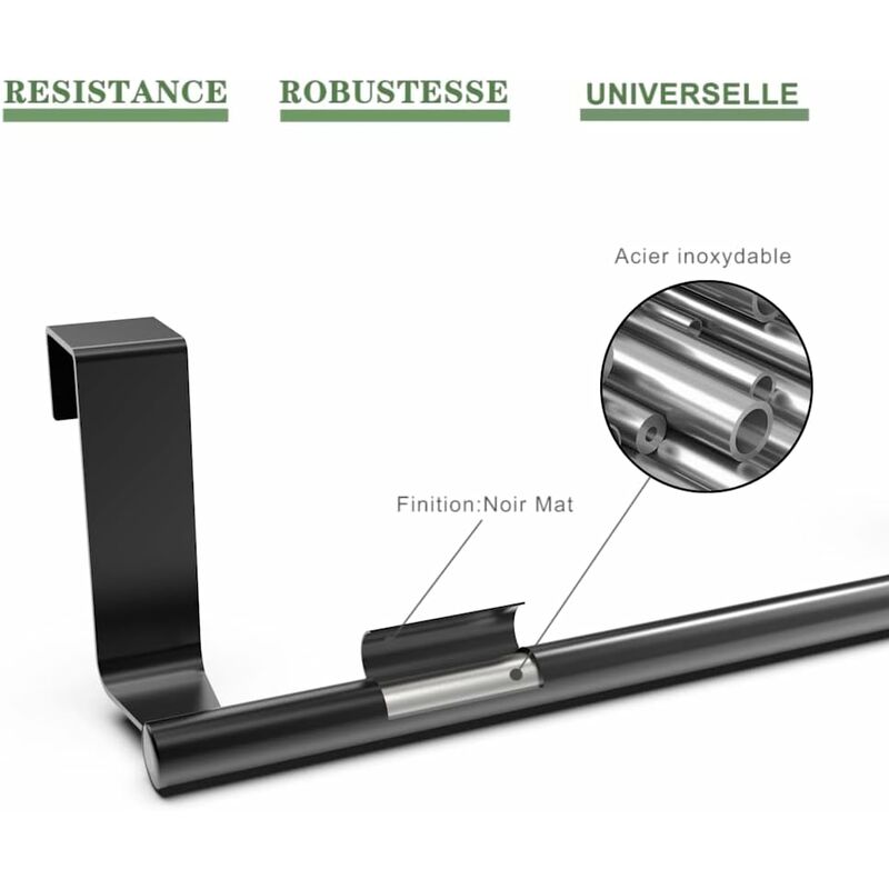 Kitchen Towel Bar, 2 pcs Set Kitchen Towel Holders, Matte Black — image 3