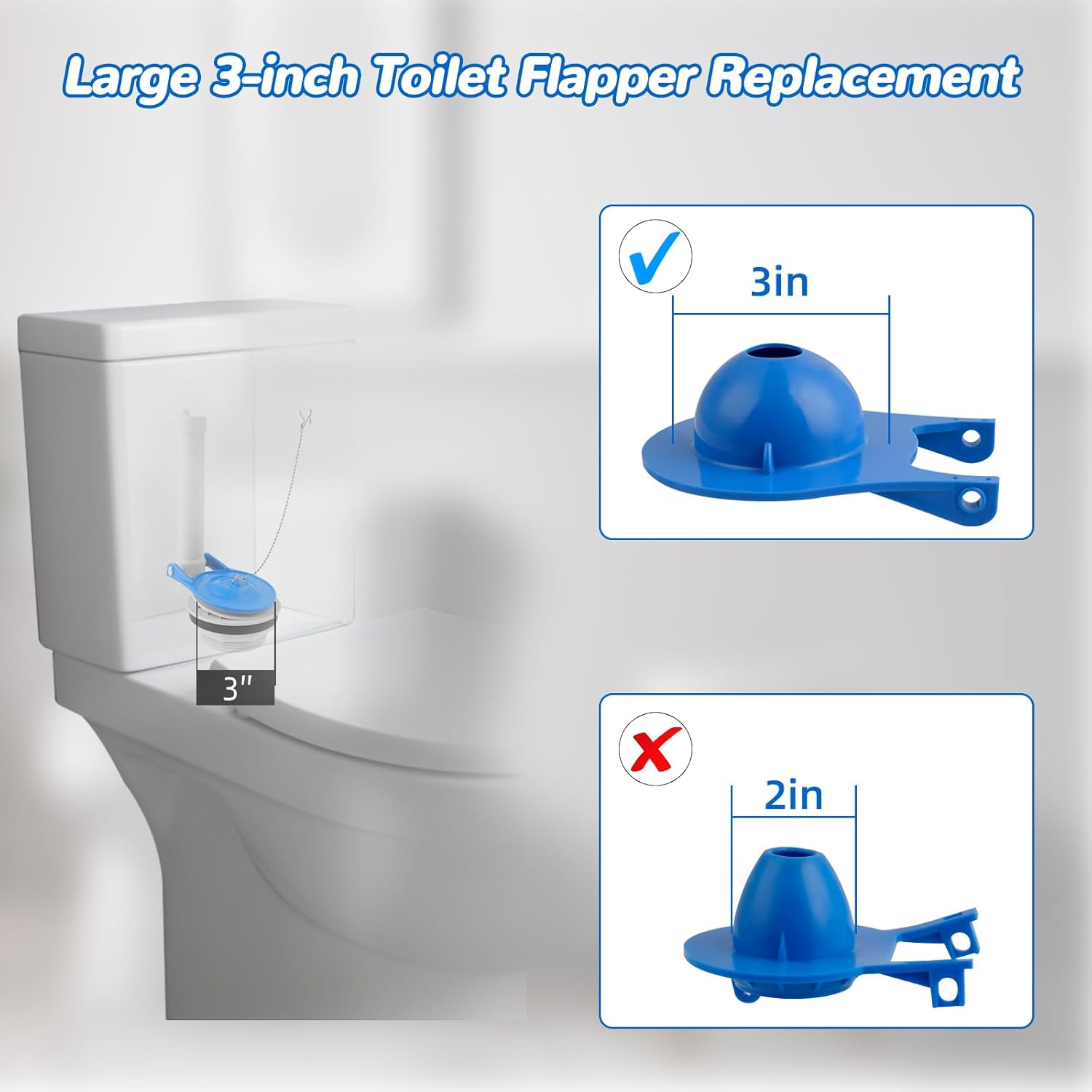 2 pcs Toilet Flapper Replacement, Compatible with Gerber 99-788 and Lowes AquaSouce Original 3" Flapper Replacement for 1.28 GPF Toilets (98923, 312795 โ image 6
