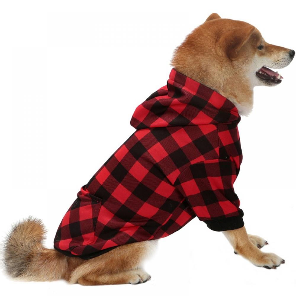 Big ! Pet Dog Plaid Hoodie Sweaters with Hat, Dog Warm Winter Dog Coat for Small Medium Large Dogs S — image 3