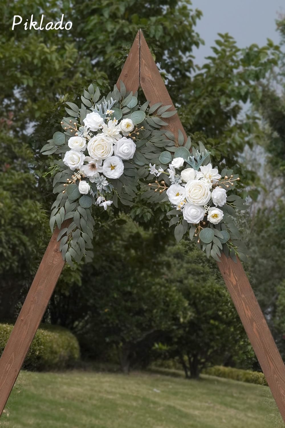 Faux Arch Flower Swag Set of 2 for Wedding Welcome Signs Floral Swag Wedding Reception Ceremony Signs Decor (White) — image 6