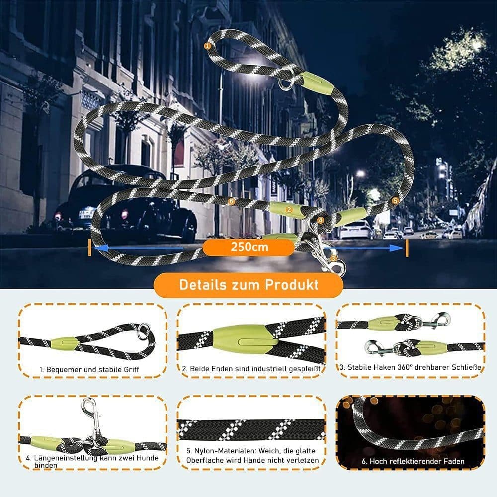 Reflective Hands-Free Dog Leash with Shoulder Strap for Jogging, Compatible with Small and Medium Dogs, Orange — image 2