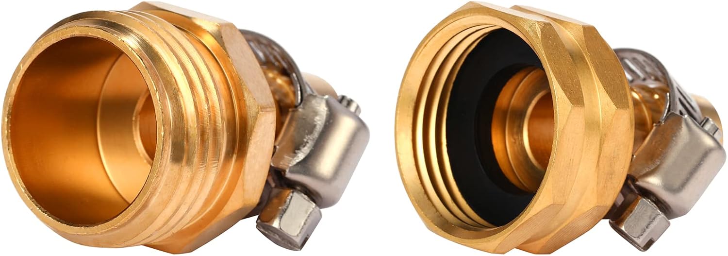 Brass Garden Hose Connector Repair Mender Kit with Stainless Clamp,Fits 1/2" Water Hose Fitting,3 Sets(1/2" Barb x 3/4" GHT) โ image 5