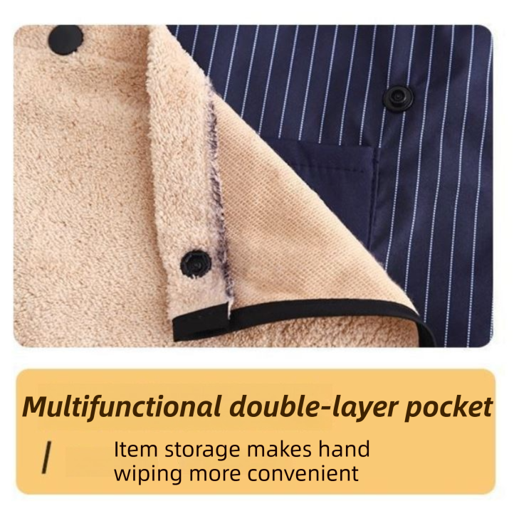 Brown Waterproof & Oil-Proof Cross-Back Kitchen Apron with No-Tie Slip-On Design and Detachable Hand Towels — image 3