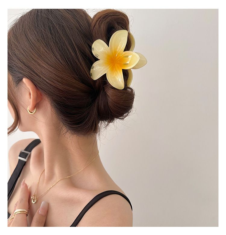 2 pcs Flower Hair Claw Clips - Hawaiian Flower Hair Claw Clips for Women | Preppy Flower Hair Clip | Plumeria Claw Clips — image 3
