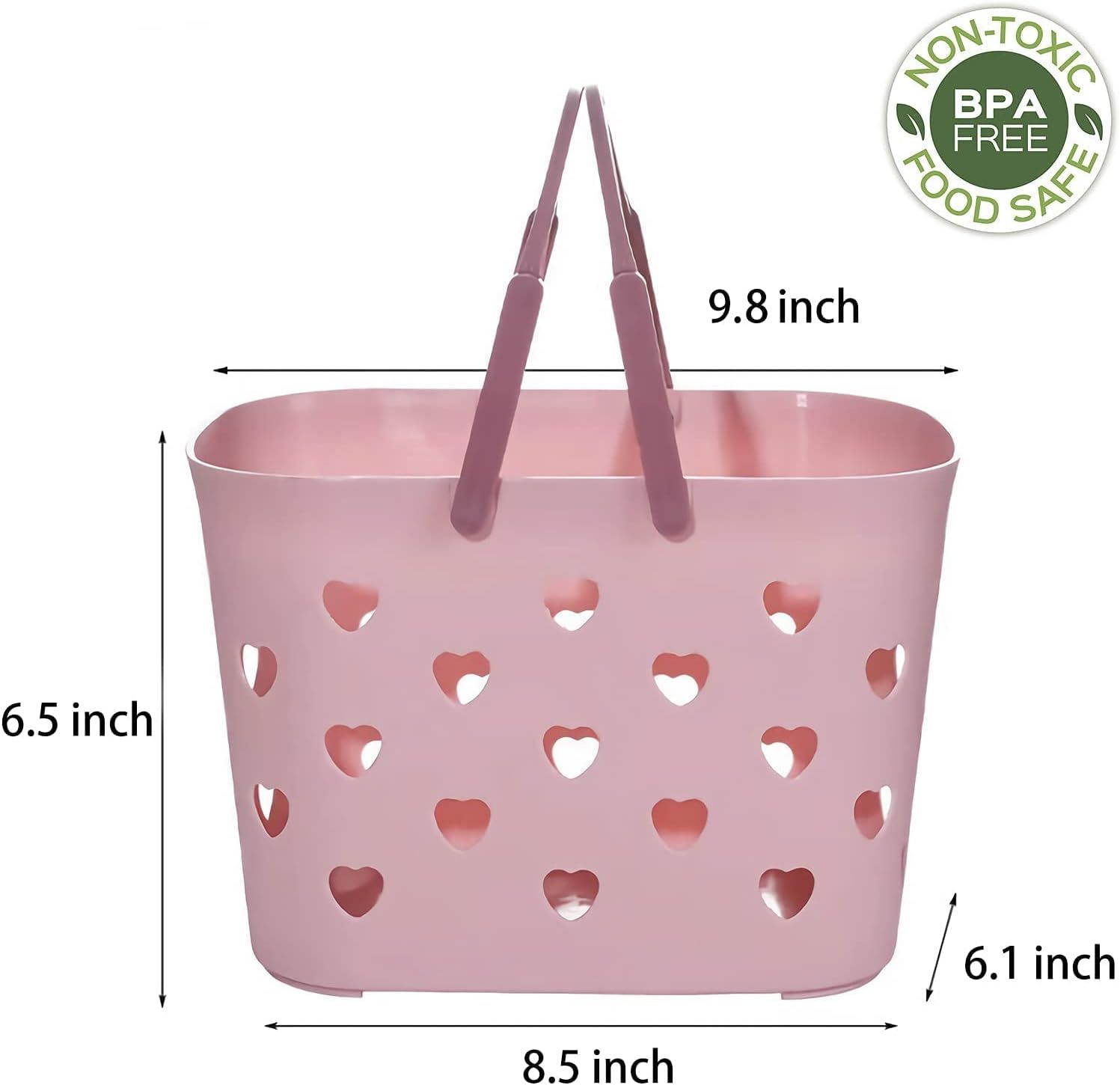 2 Pack Portable Shower Caddy Tote Plastic Storage Basket with Handle Box Organizer Bin for Bathroom, Pantry, Kitchen, College Dorm, Garage, Set of 2 - Pink & โ image 3