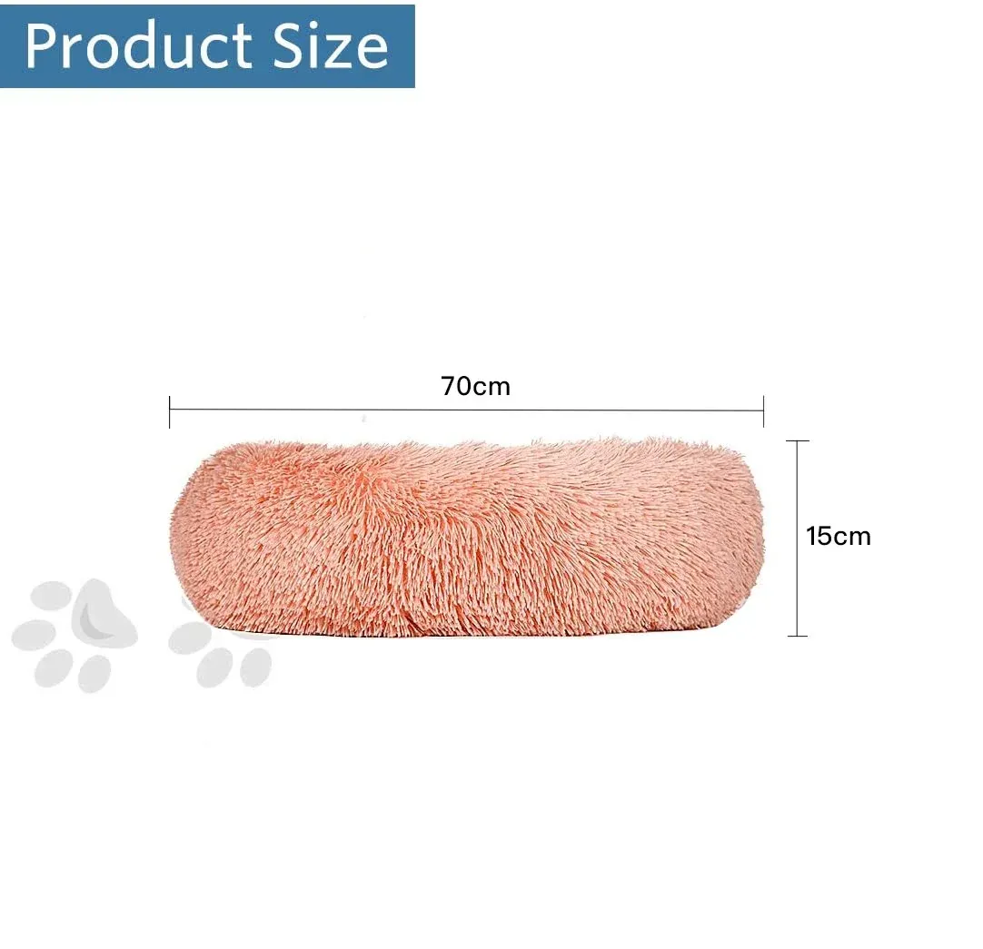 Plush Donut Faux Fur Calming Pet Nest - Salmon Pink - L โ image 5