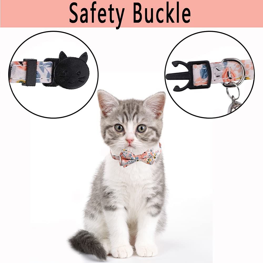2 Pcs Sets Cat Collar Bandana Bells Set,Cat Collar Breakaway with Cute Bow Tie and Bell,Adjustable from 7.8"- 10.5" — image 4