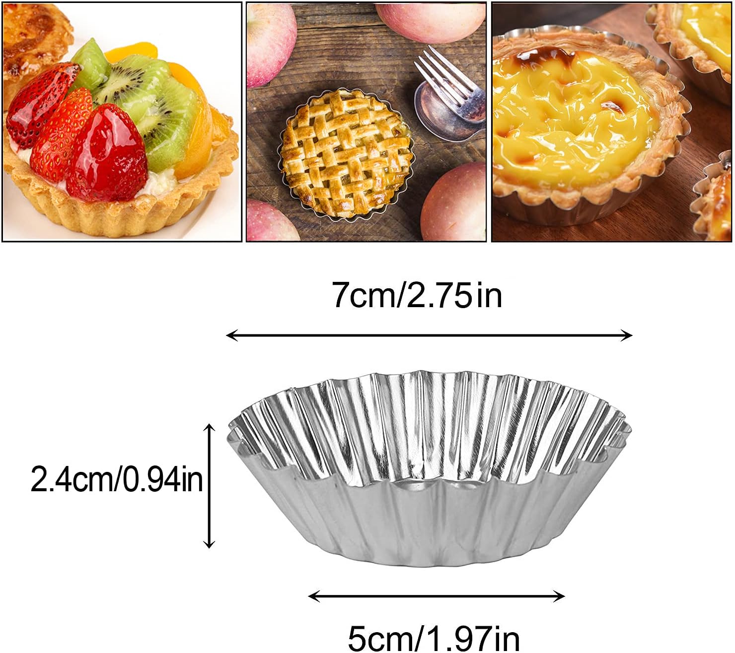 Cake Molds for Baking Bundle, 6 Inch Angel Food Cake Pan & 20pcs Egg Tart Molds — image 4