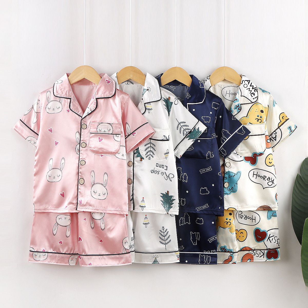 Beifujia Kids Ice Silk Cartoon Pajamas Set 2131-ice silk beige puppy home clothes 110cm โ image 3